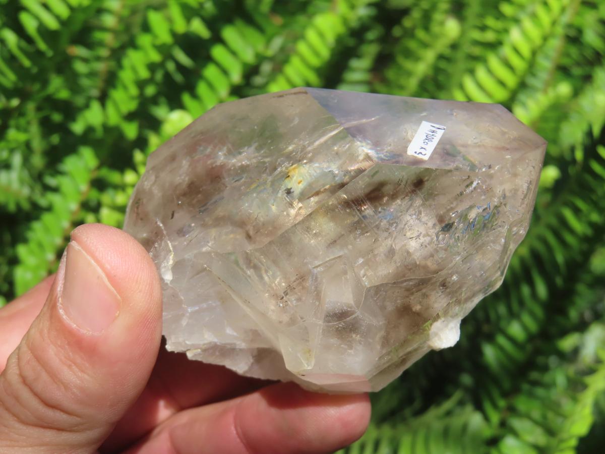Natural Large Smokey Clear Quartz Crystal With Enhydro x 1 From Goboboseb, Brandberg, Namibia