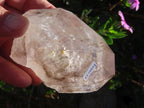 Natural Large Smokey Clear Quartz Crystal With Enhydro x 1 From Goboboseb, Brandberg, Namibia