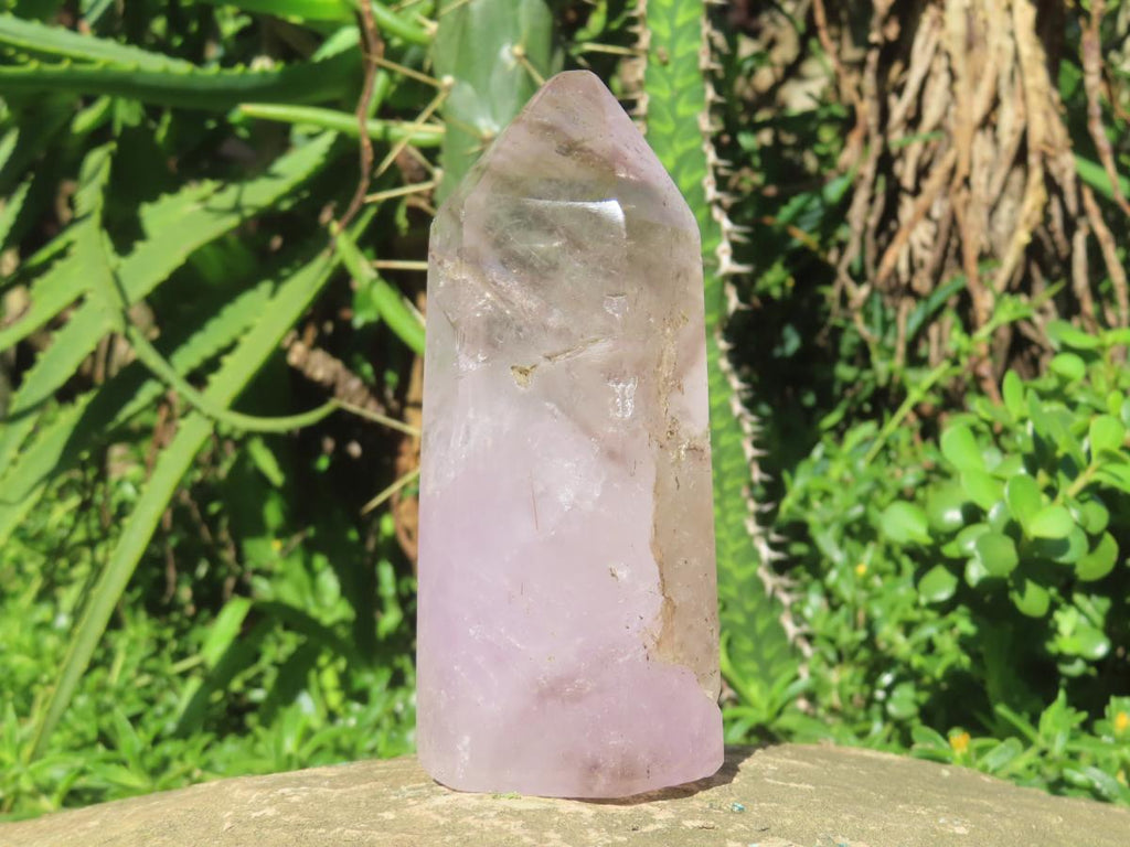 Polished Smokey Banded Amethyst Clear Window Quartz Crystal x 1 From Akansobe, Madagascar