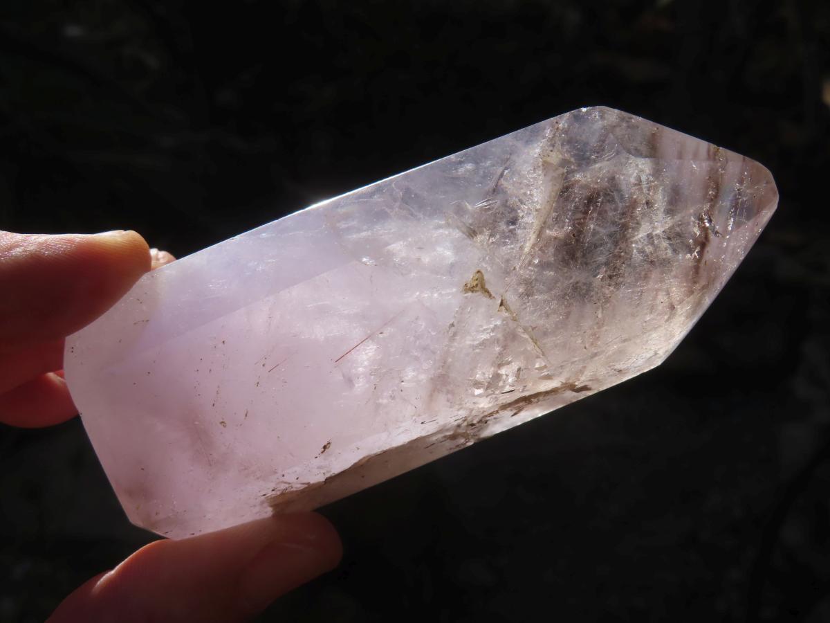 Polished Smokey Banded Amethyst Clear Window Quartz Crystal x 1 From Akansobe, Madagascar