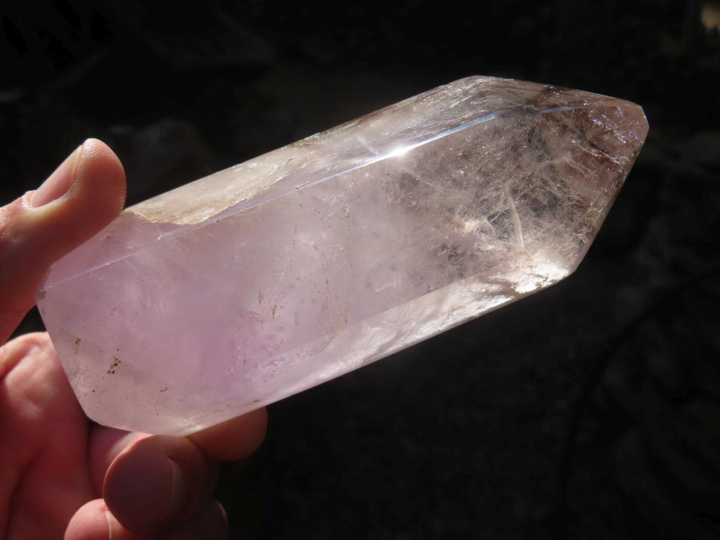 Polished Smokey Banded Amethyst Clear Window Quartz Crystal x 1 From Akansobe, Madagascar