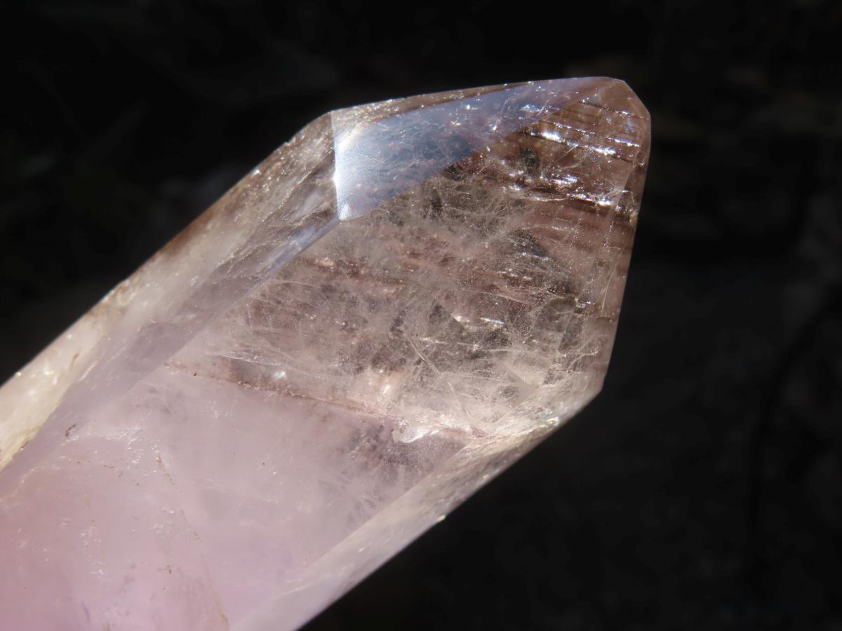 Polished Smokey Banded Amethyst Clear Window Quartz Crystal x 1 From Akansobe, Madagascar