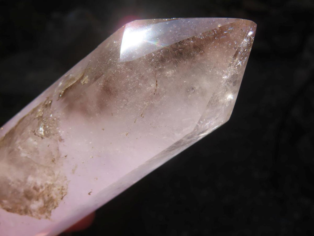 Polished Smokey Banded Amethyst Clear Window Quartz Crystal x 1 From Akansobe, Madagascar