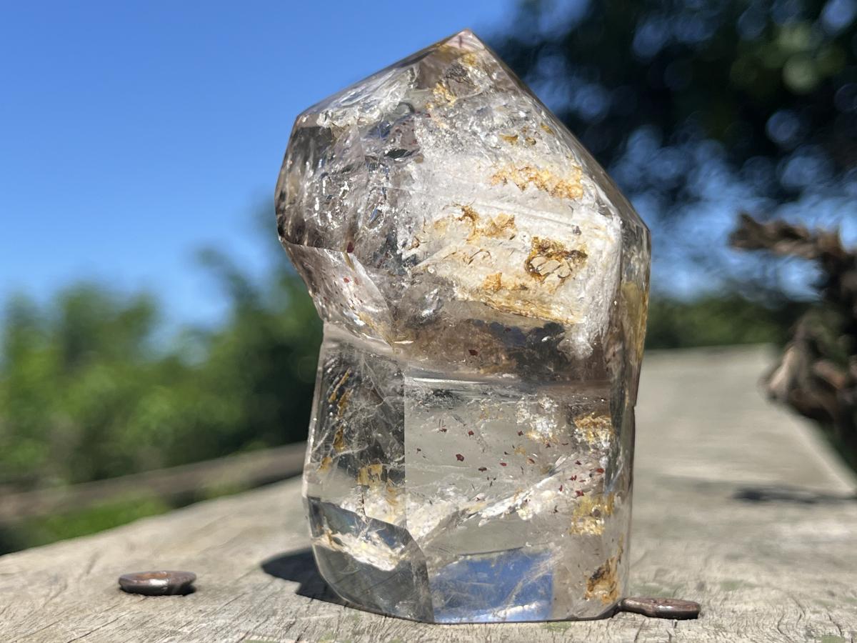 Polished Smokey Clear Quartz Crystal Sceptre x 1 From Madagascar