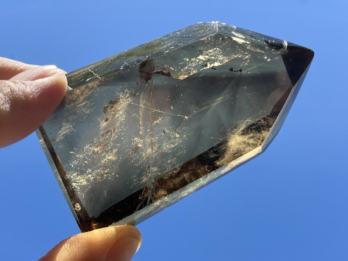 Polished Champagne Citrine Smokey Phantom Quartz Crystal x 1 From Anzojorabe, Madagascar