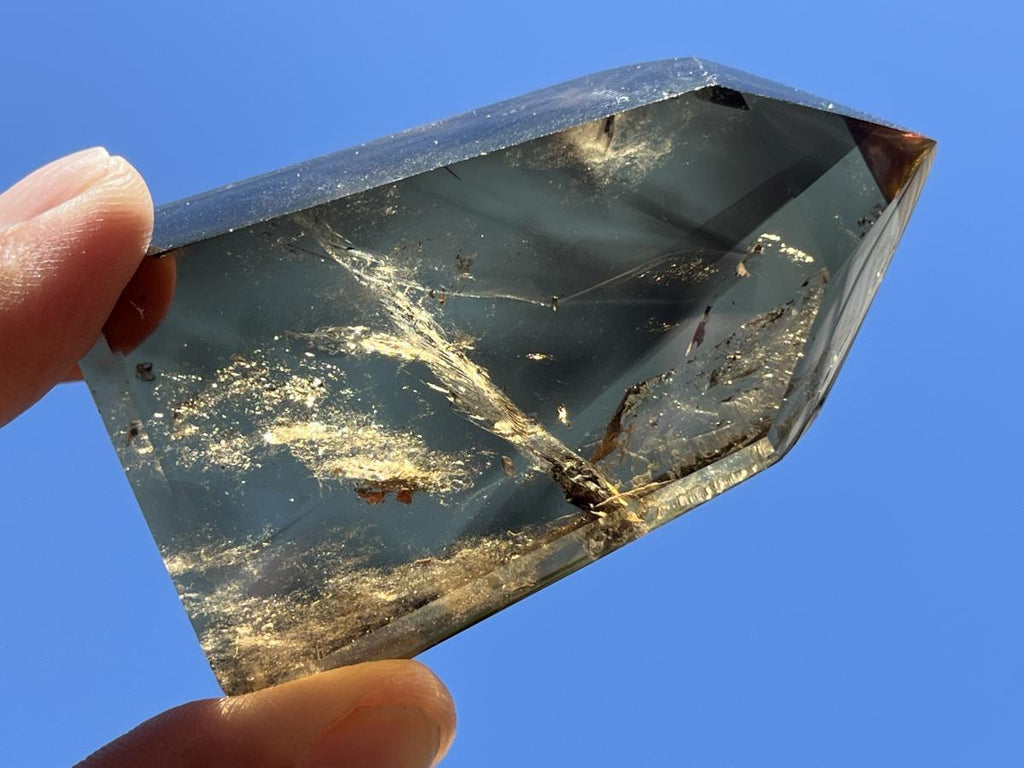 Polished Champagne Citrine Smokey Phantom Quartz Crystal x 1 From Anzojorabe, Madagascar