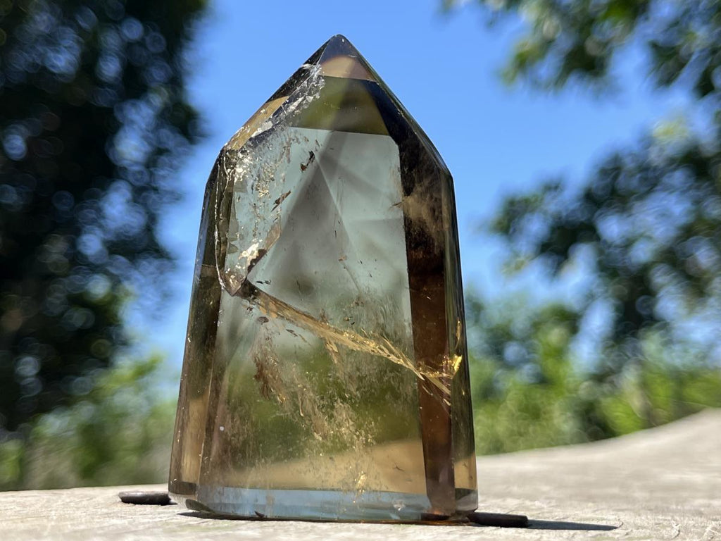 Polished Champagne Citrine Smokey Phantom Quartz Crystal x 1 From Anzojorabe, Madagascar