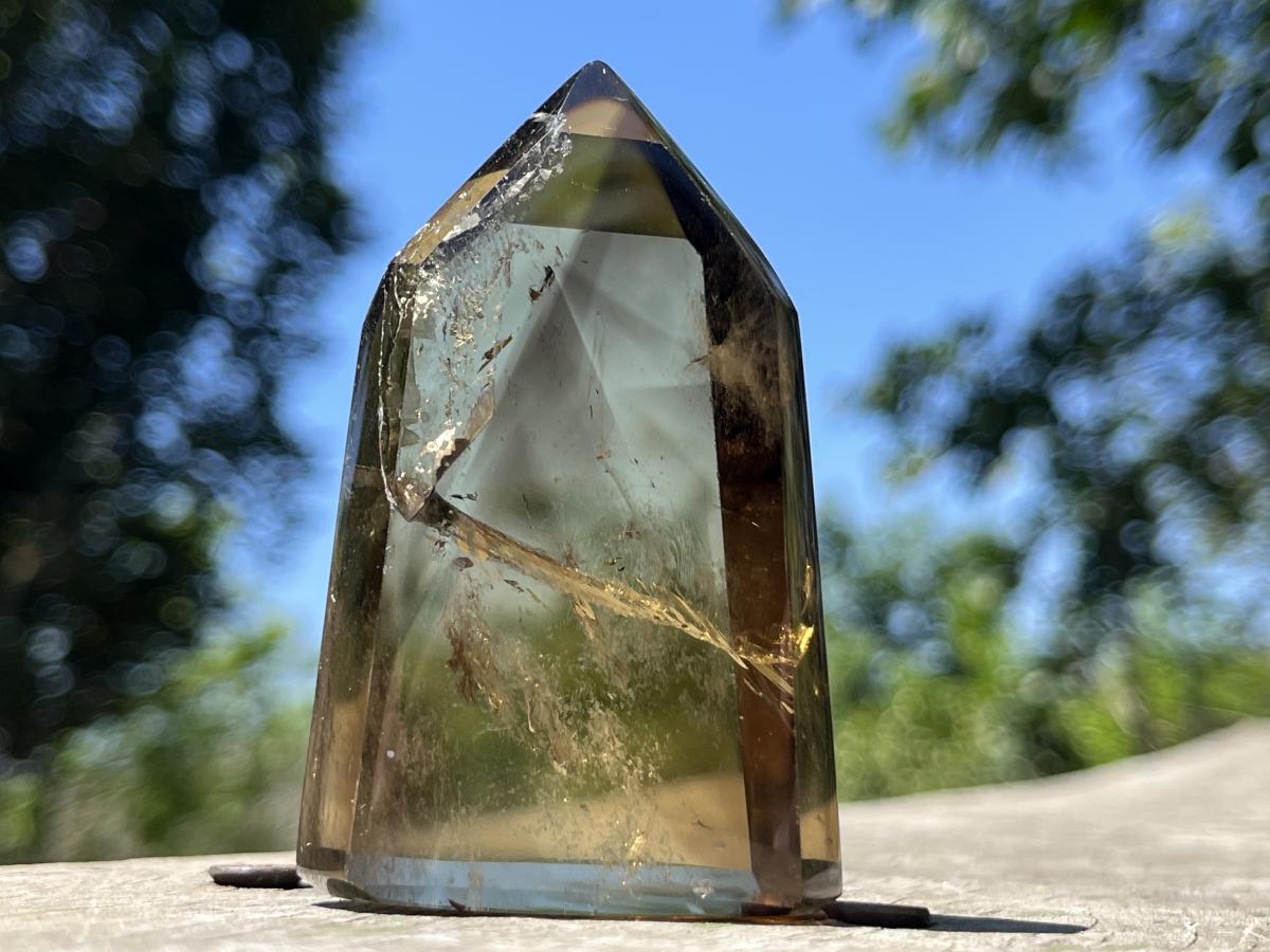 Polished Champagne Citrine Smokey Phantom Quartz Crystal x 1 From Anzojorabe, Madagascar