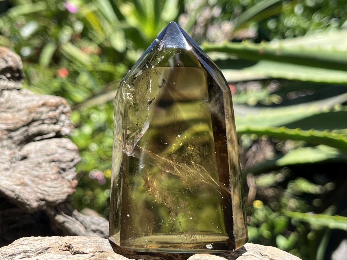 Polished Champagne Citrine Smokey Phantom Quartz Crystal x 1 From Anzojorabe, Madagascar