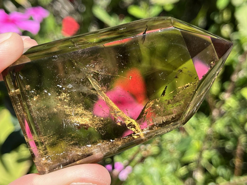 Polished Champagne Citrine Smokey Phantom Quartz Crystal x 1 From Anzojorabe, Madagascar