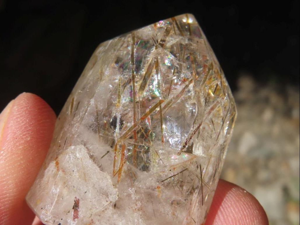 Polished Epidote Needle Rutile Included Clear Quartz Crystal x 1 From Madagascar