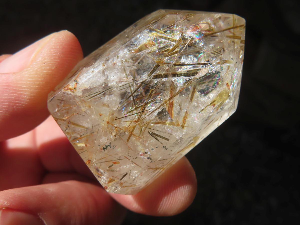 Polished Epidote Needle Rutile Included Clear Quartz Crystal x 1 From Madagascar