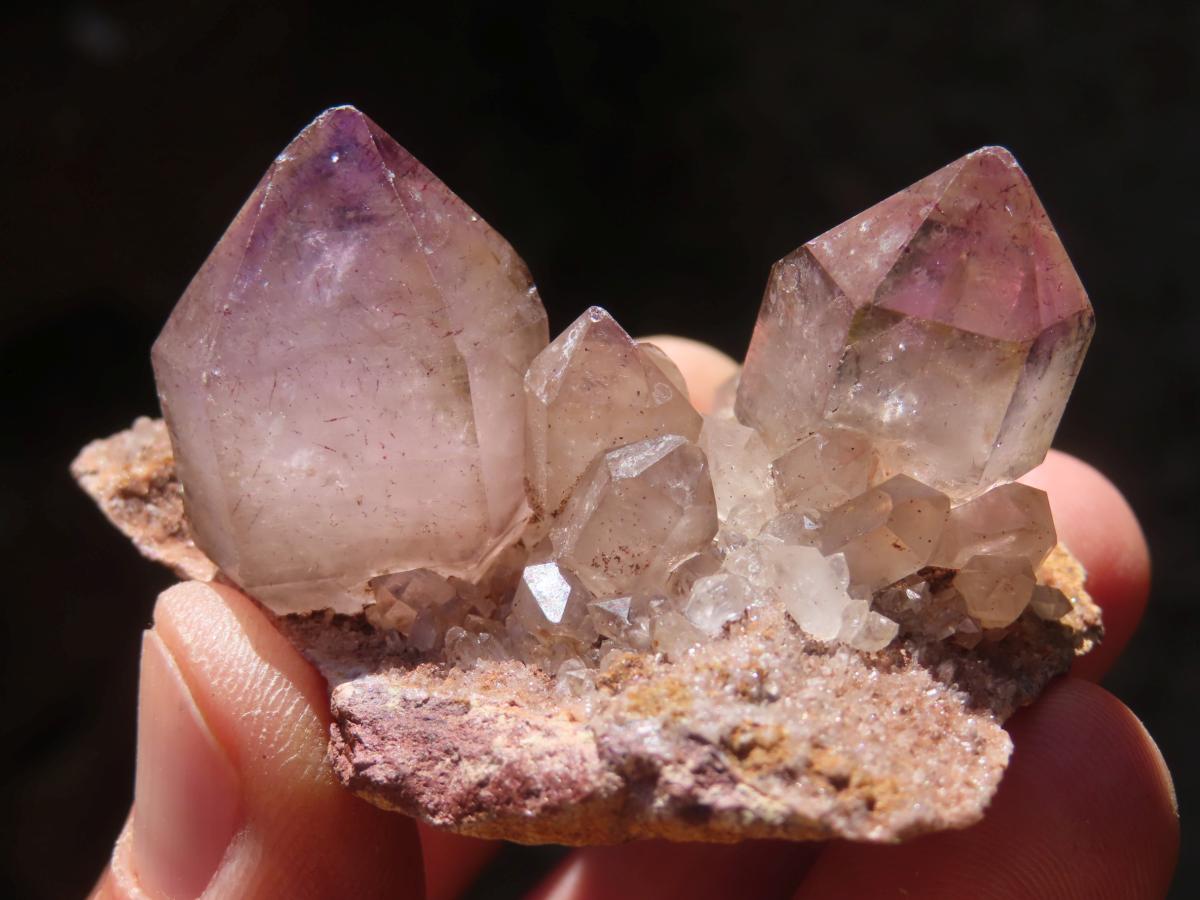 Natural Twin Amethyst Crystals on a Quartz Matrix Specimen x 1 From Brandberg, Namibia