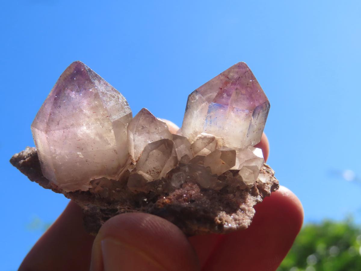 Natural Twin Amethyst Crystals on a Quartz Matrix Specimen x 1 From Brandberg, Namibia