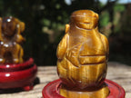 Hand Made Set of The Seven Lucky Gods in Golden Tigers Eye with Wooden Stands x 1 From South Africa