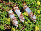 Polished Blue Lace Agate Wire-Wrapped Pendant - Sold Per Piece - From Namibia