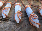 Polished Blue Lace Agate Wire-Wrapped Pendant - Sold Per Piece - From Namibia