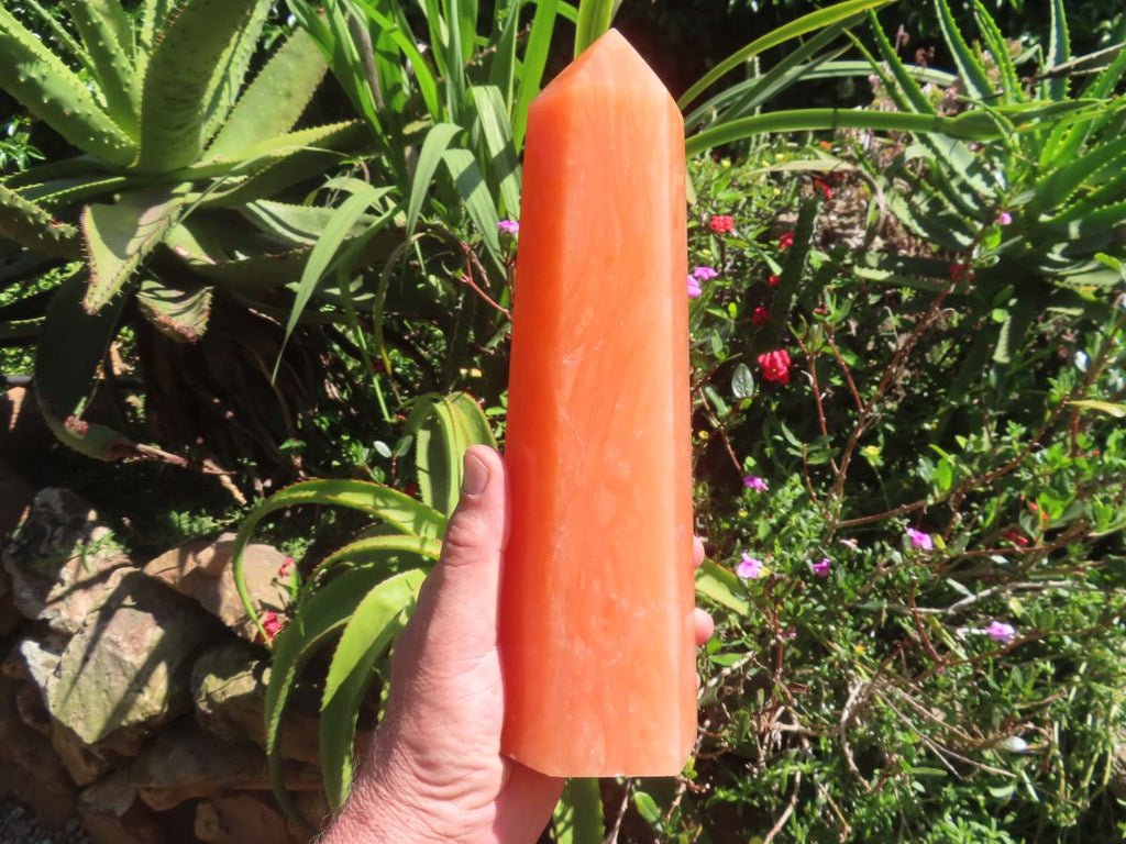 Polished XL Orange Twist Calcite Display Tower x 1 From Madagascar