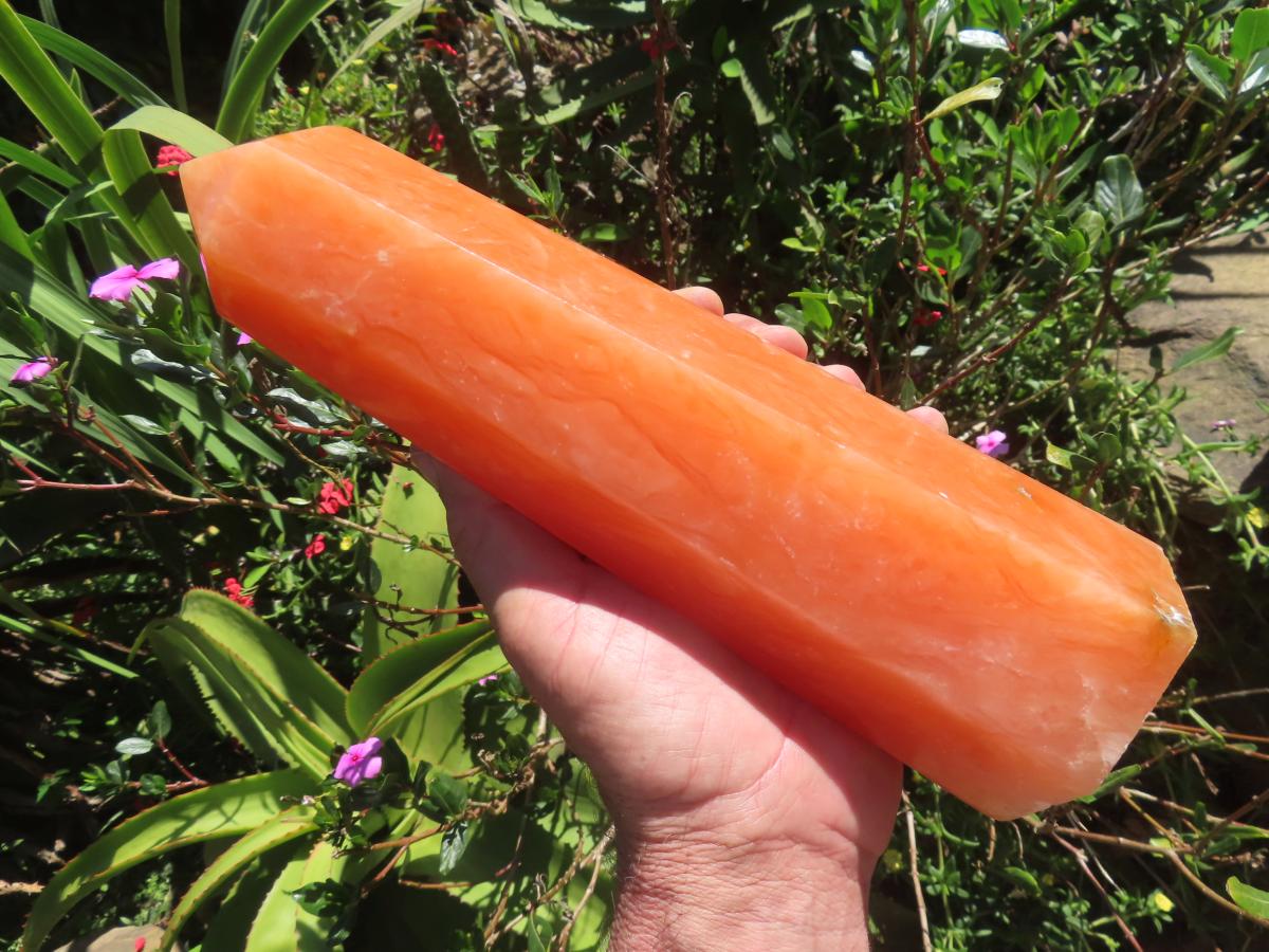 Polished XL Orange Twist Calcite Display Tower x 1 From Madagascar