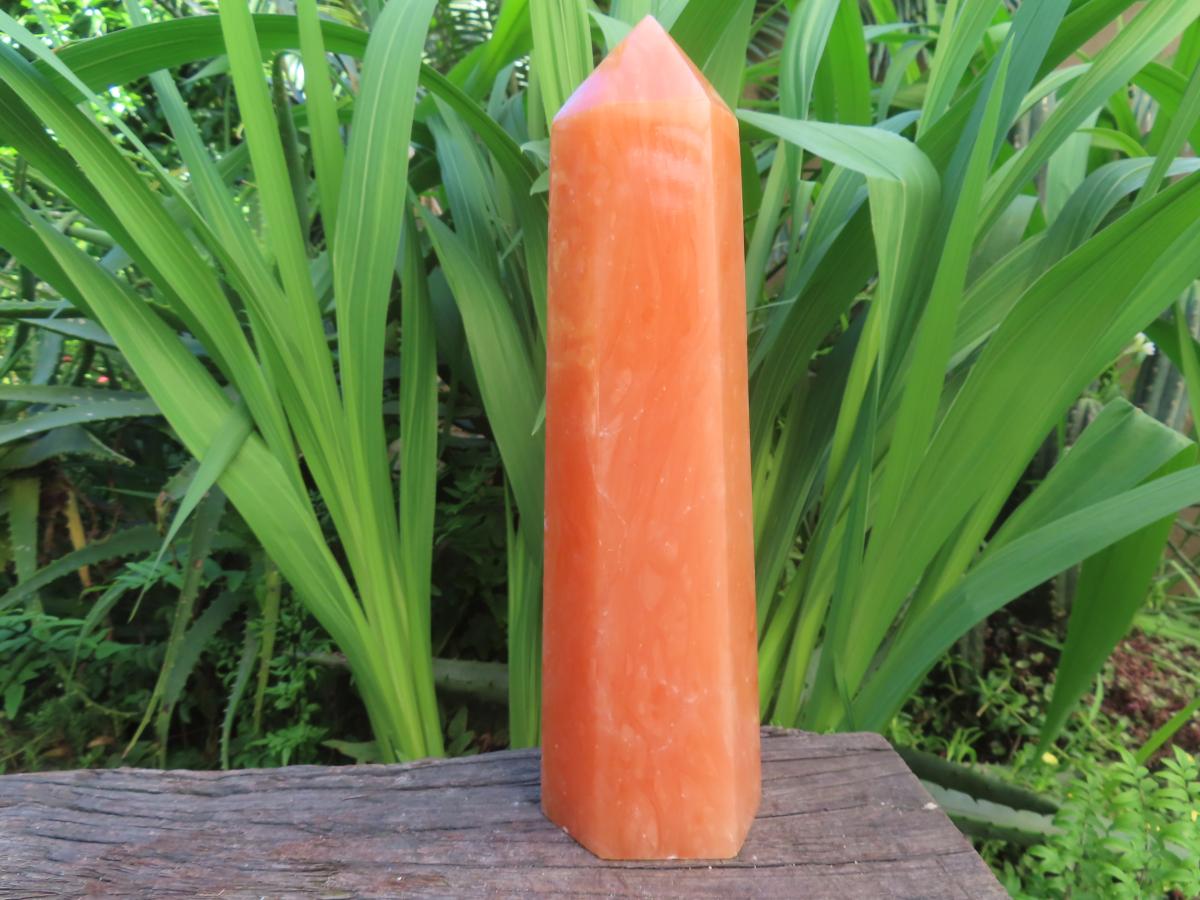 Polished XL Orange Twist Calcite Display Tower x 1 From Madagascar