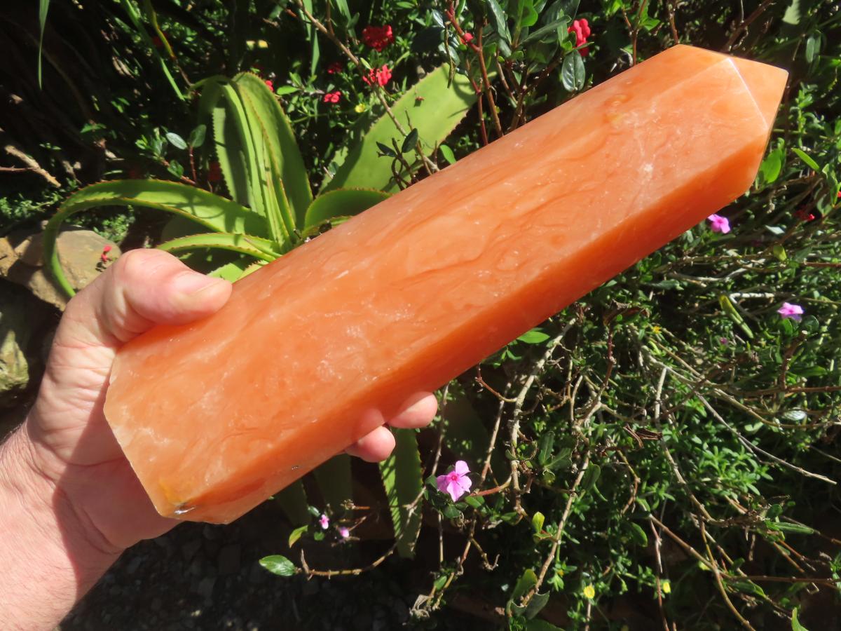 Polished XL Orange Twist Calcite Display Tower x 1 From Madagascar