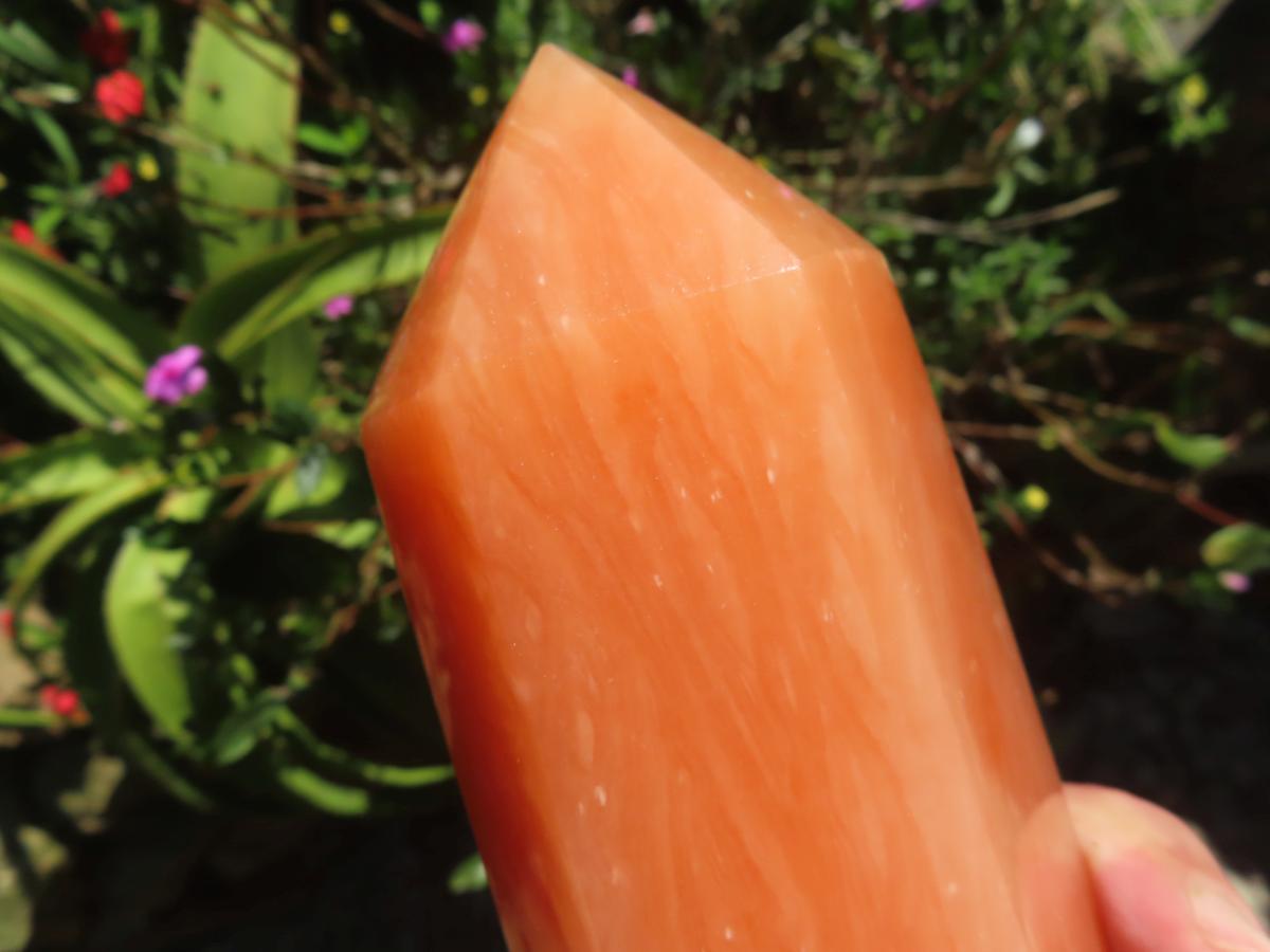 Polished XL Orange Twist Calcite Display Tower x 1 From Madagascar