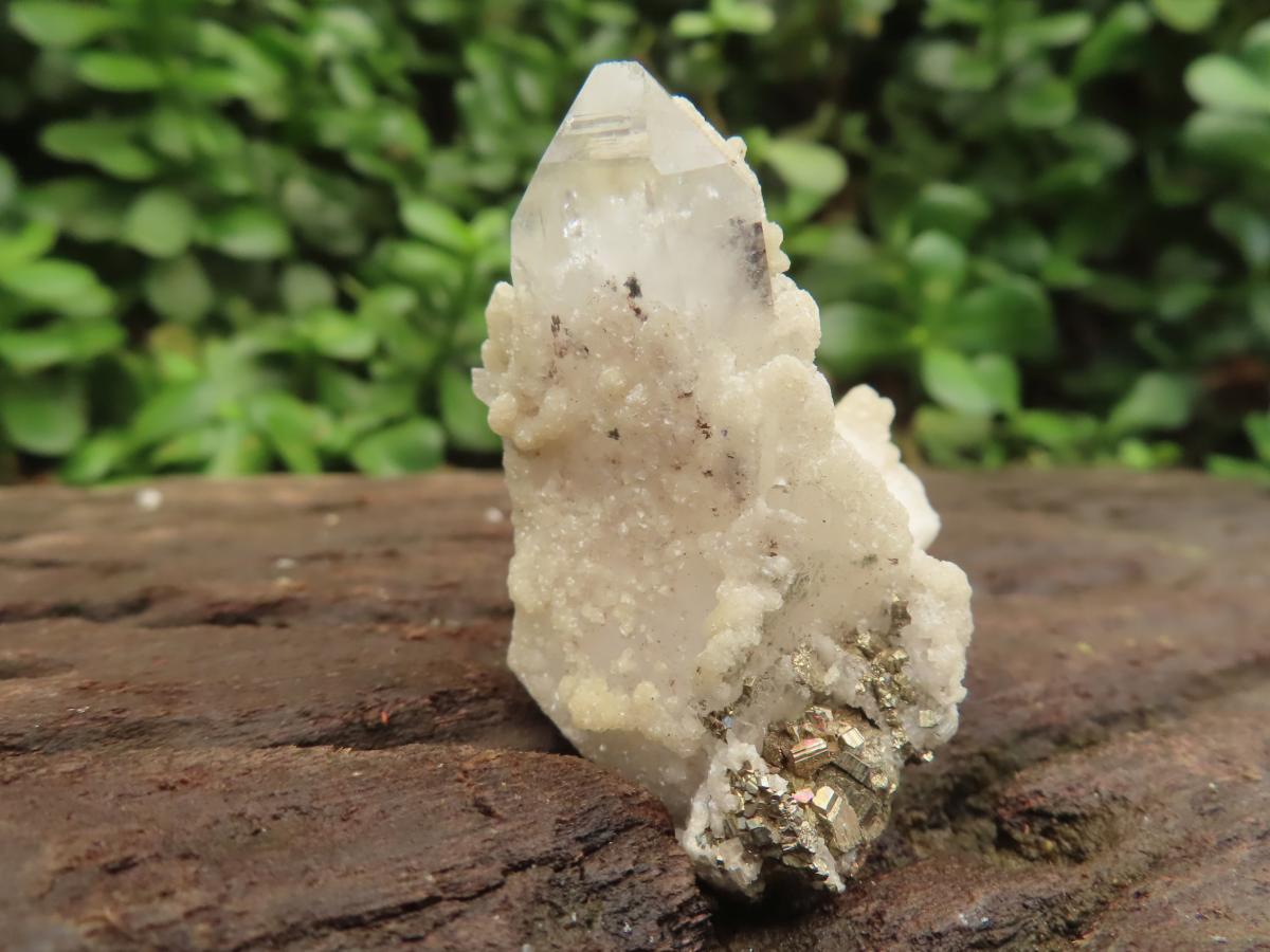 Natural Clear Quartz Chalcopyrite, Cerussite Disk and Calcite, Crystal x 1 From Tsumeb, Namibia