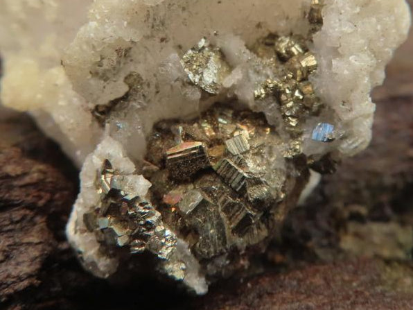 Natural Clear Quartz Chalcopyrite, Cerussite Disk and Calcite, Crystal x 1 From Tsumeb, Namibia
