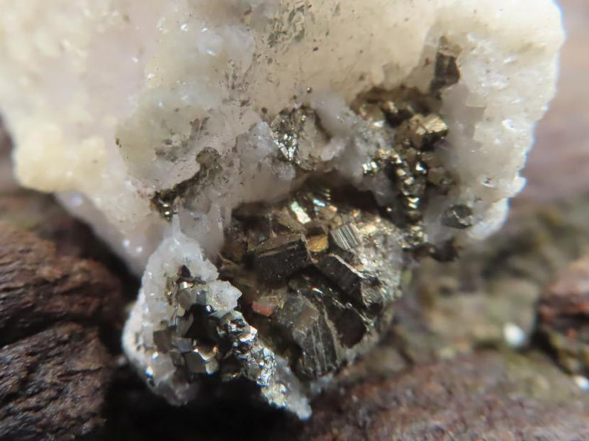 Natural Clear Quartz Chalcopyrite, Cerussite Disk and Calcite, Crystal x 1 From Tsumeb, Namibia