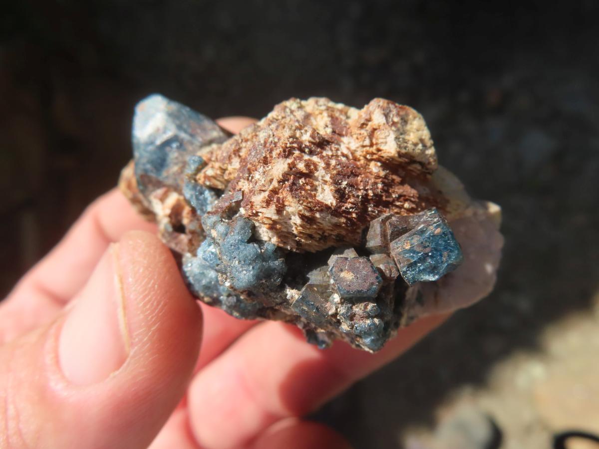Natural Blue Apatite Crystals in Feldspar Cluster Specimen x 1 From Erongo, Namibia