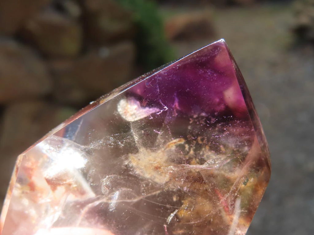 Polished Double Terminated Smokey Amethyst Window Quartz Crystal X 1 From Akansobe, Madagascar
