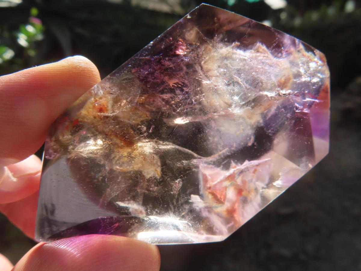 Polished Double Terminated Smokey Amethyst Window Quartz Crystal X 1 From Akansobe, Madagascar
