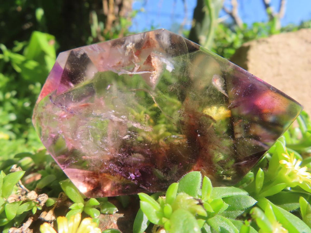 Polished Double Terminated Smokey Amethyst Window Quartz Crystal X 1 From Akansobe, Madagascar