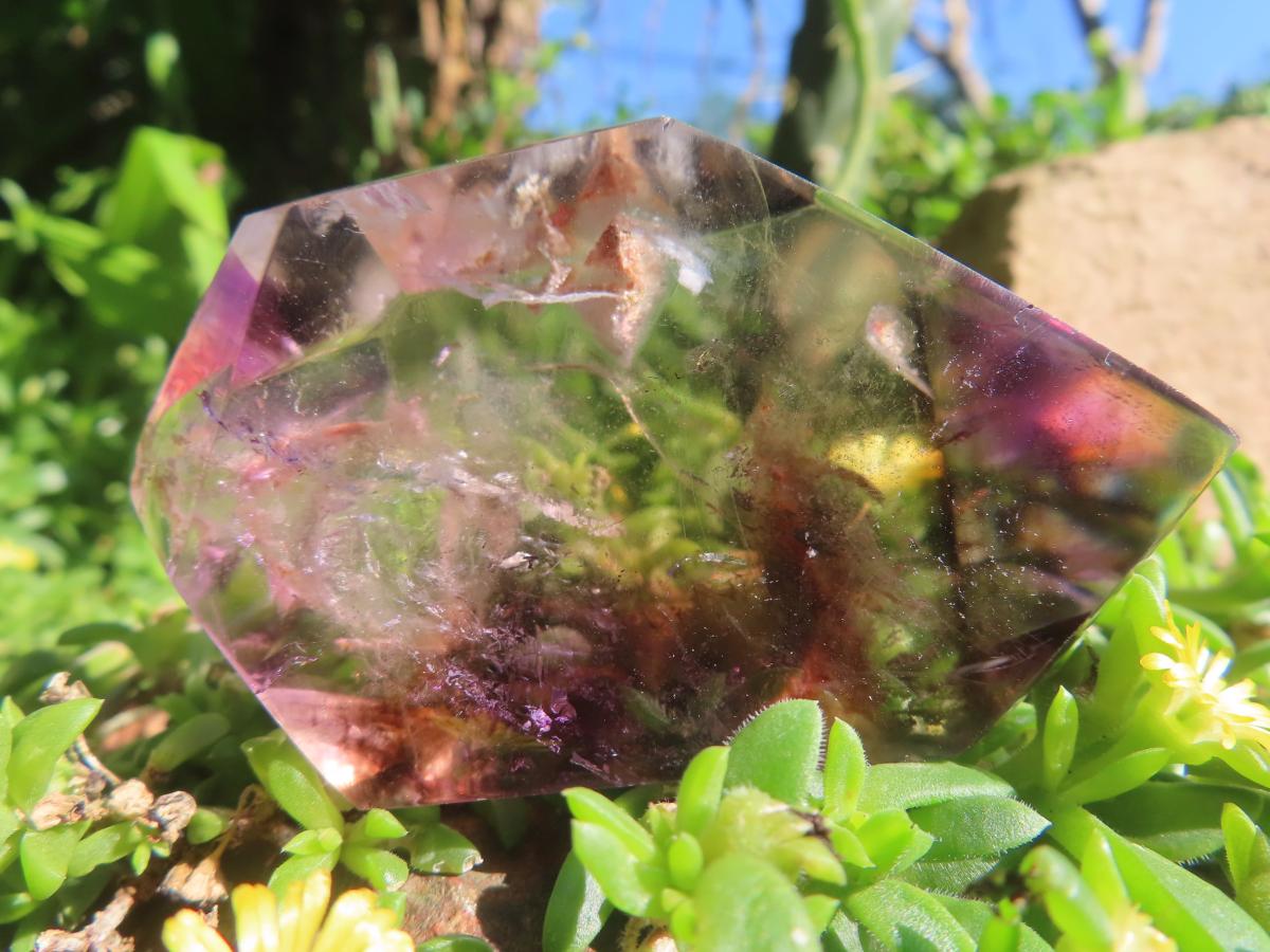 Polished Double Terminated Smokey Amethyst Window Quartz Crystal X 1 From Akansobe, Madagascar