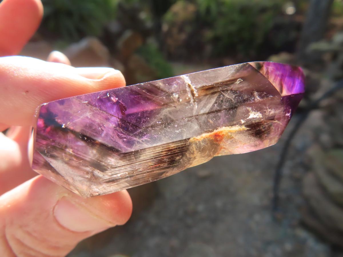 Polished Double Terminated Smokey Amethyst Window Quartz Crystal X 1 From Akansobe, Madagascar