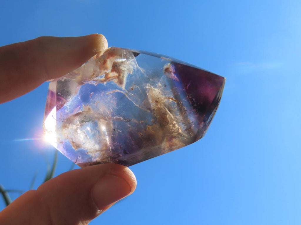 Polished Double Terminated Smokey Amethyst Window Quartz Crystal X 1 From Akansobe, Madagascar