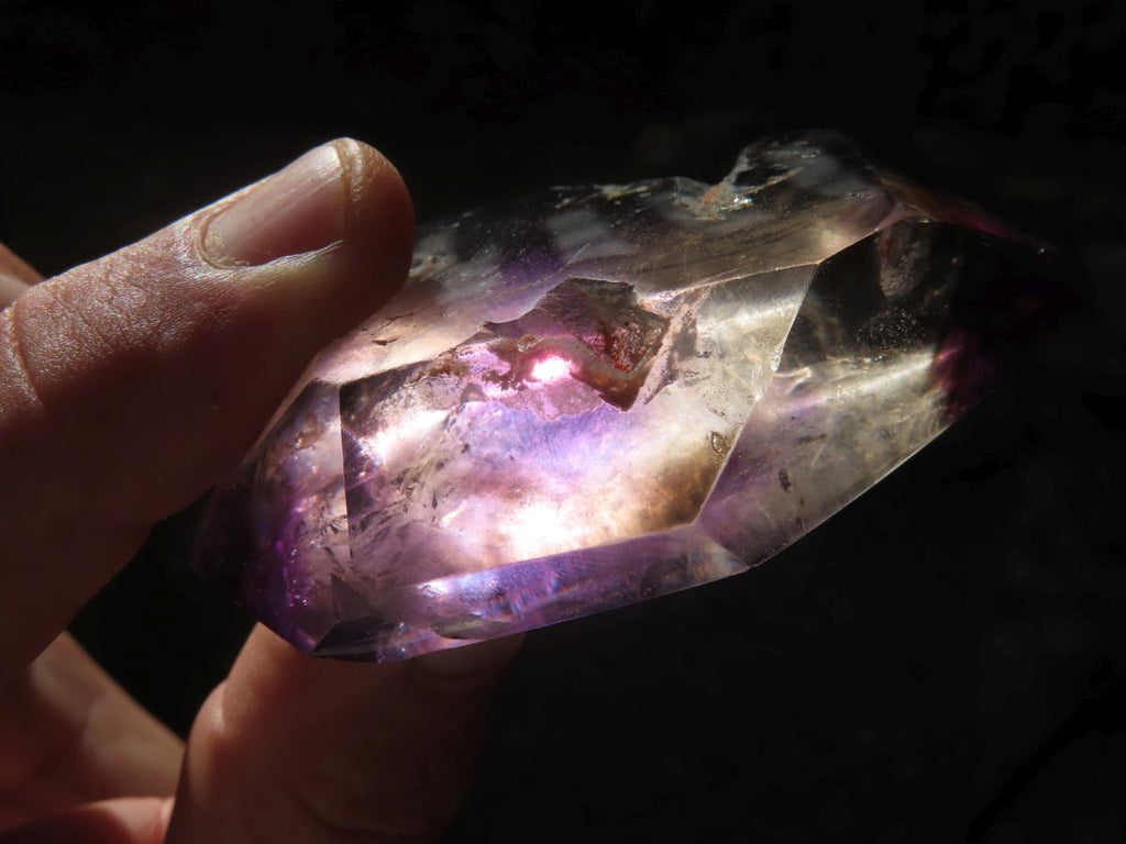Polished Double Terminated Smokey Amethyst Window Quartz Crystal X 1 From Akansobe, Madagascar