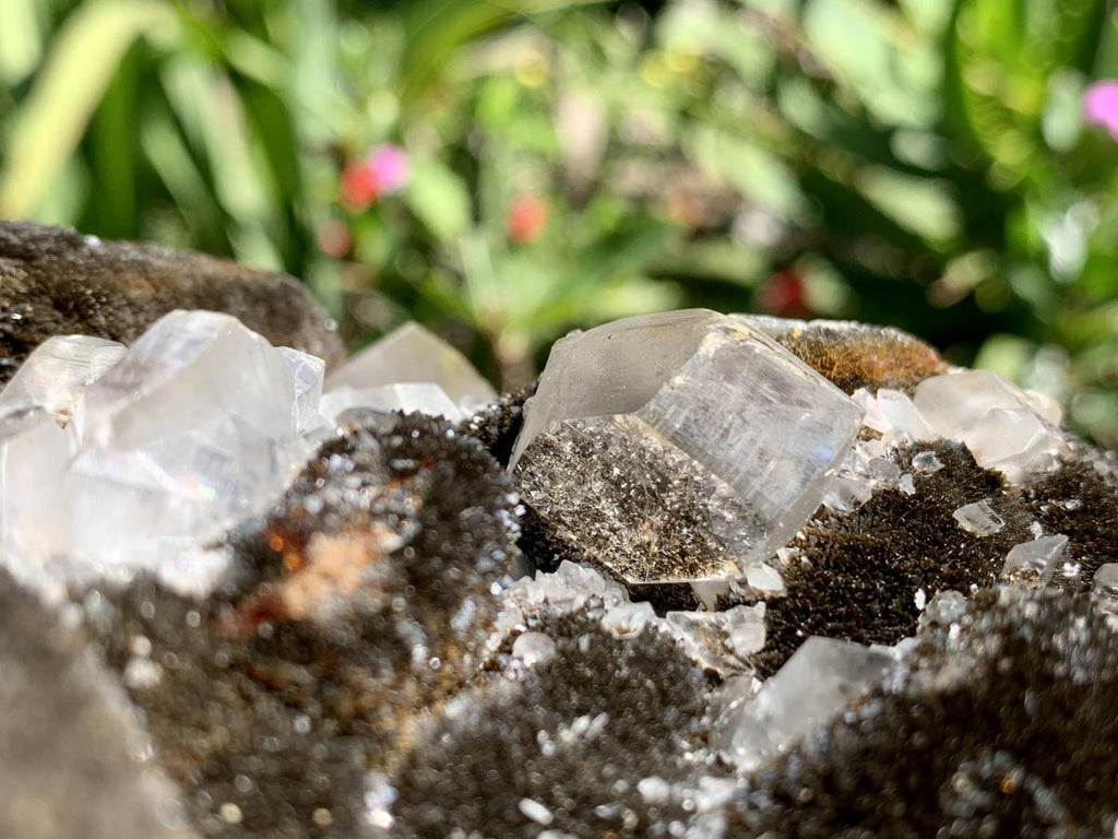 Polished Septerye "Dragon's Egg" with Black Calcite Centre and Gypsum Crystals x 1 From Mahajanga, Madagascar