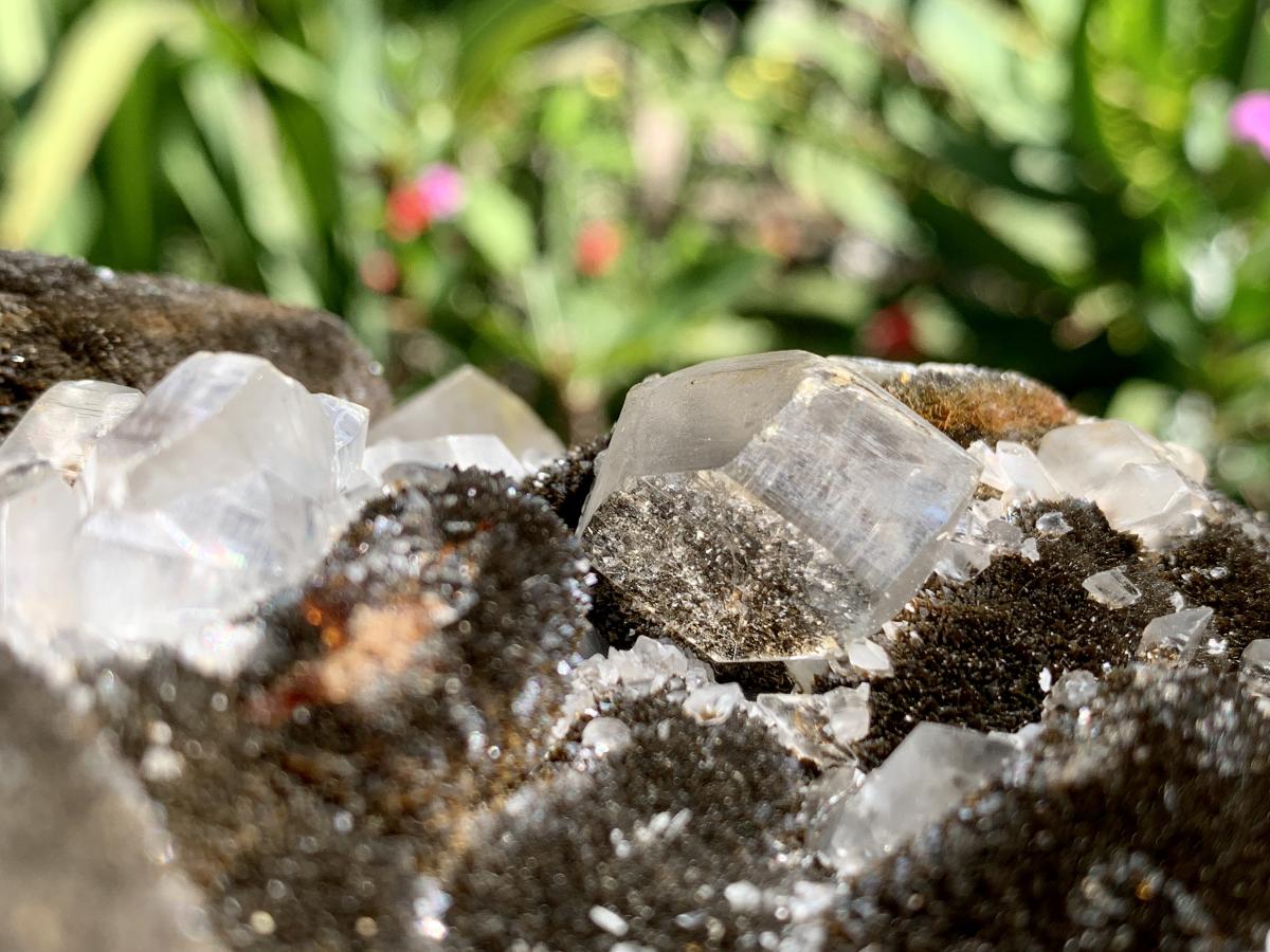 Polished Septerye "Dragon's Egg" with Black Calcite Centre and Gypsum Crystals x 1 From Mahajanga, Madagascar
