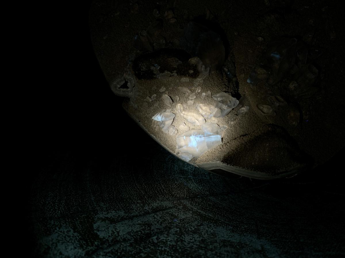 Polished Septerye "Dragon's Egg" with Black Calcite Centre and Gypsum Crystals x 1 From Mahajanga, Madagascar