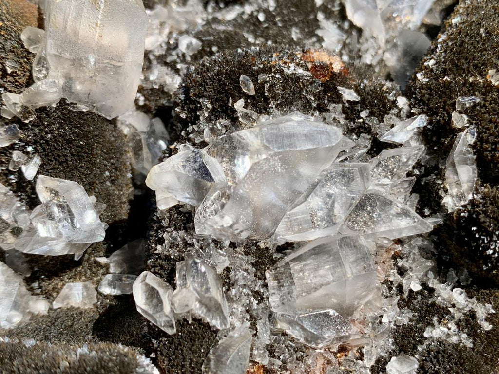 Polished Septerye "Dragon's Egg" with Black Calcite Centre and Gypsum Crystals x 1 From Mahajanga, Madagascar