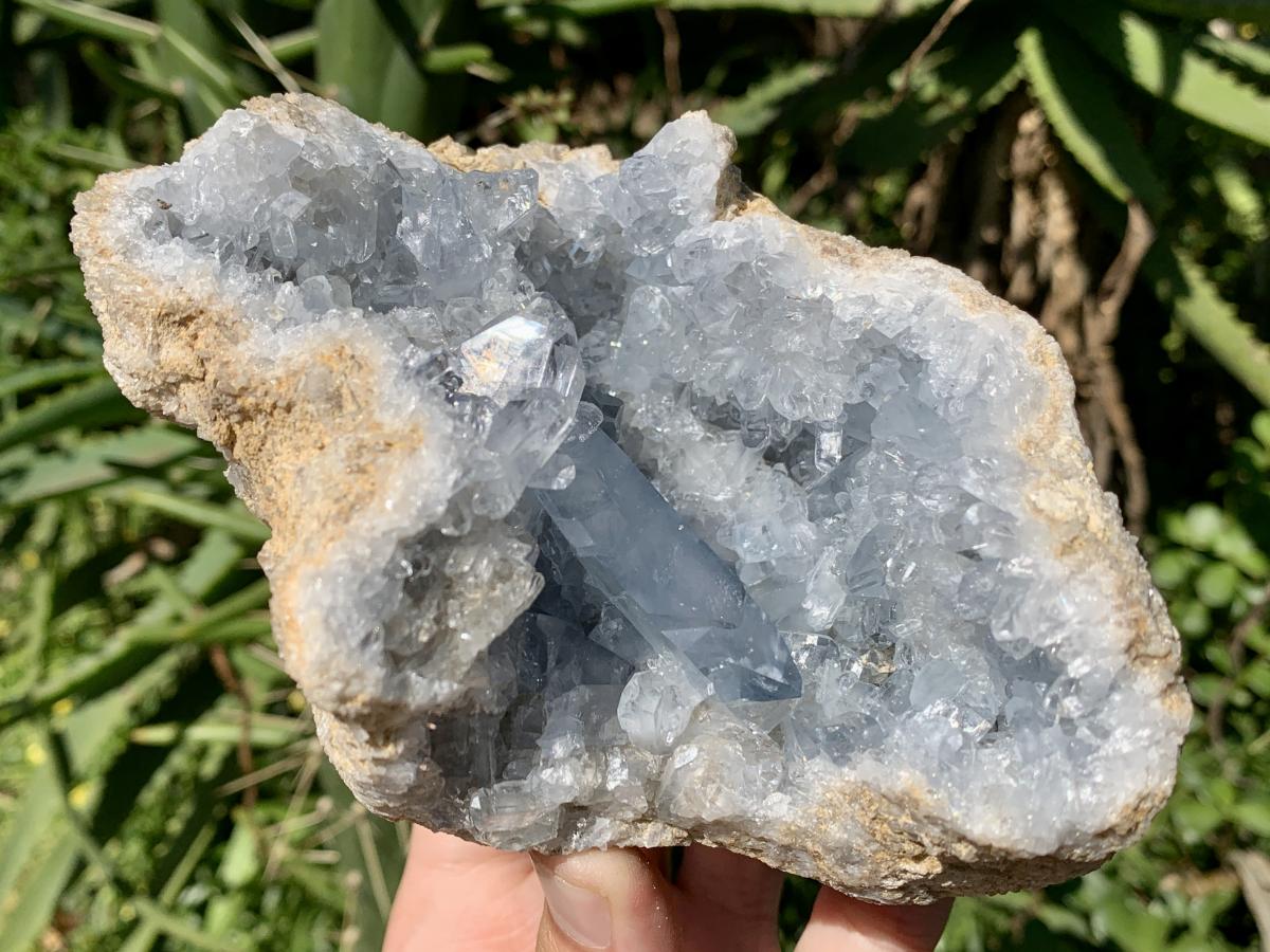Natural Small Acicular Prismatic Celestite Geode x 1 From Madagascar