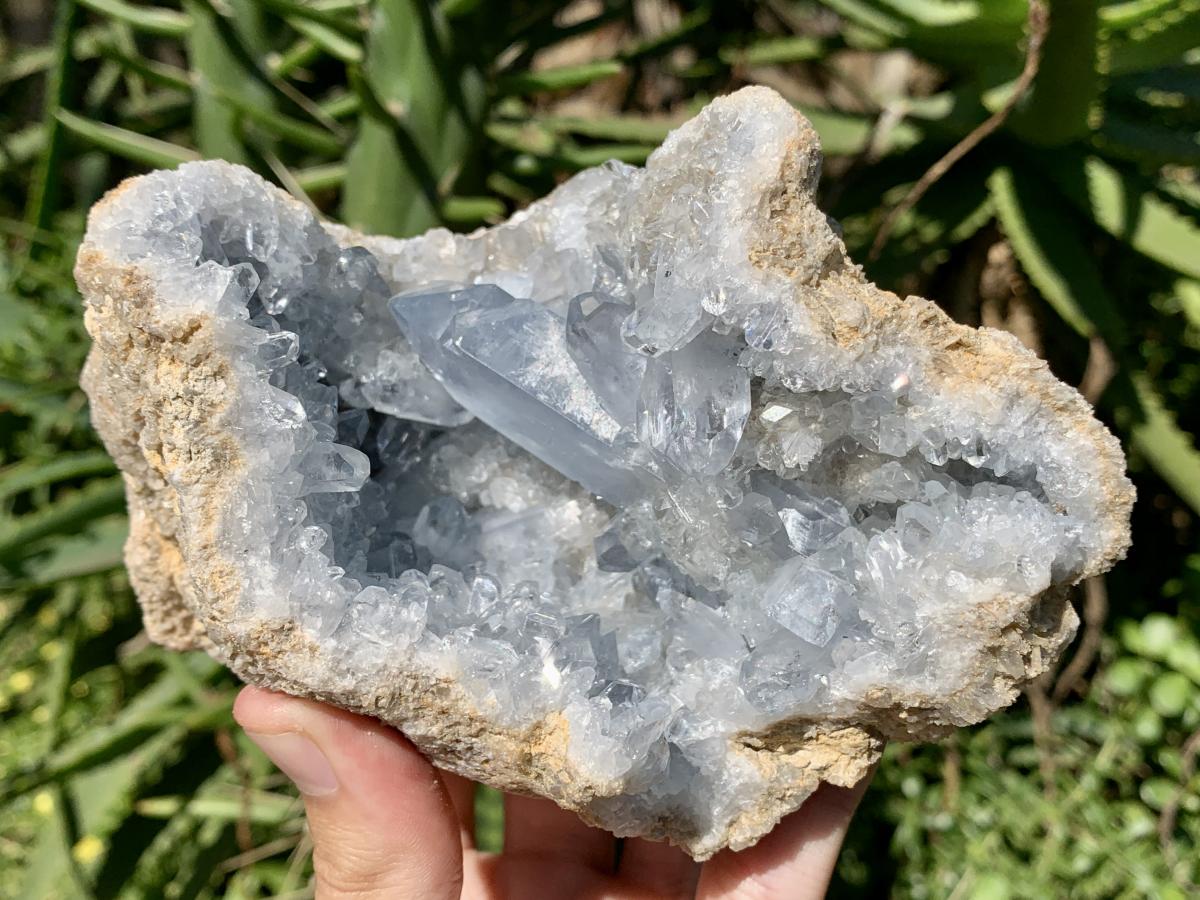 Natural Small Acicular Prismatic Celestite Geode x 1 From Madagascar