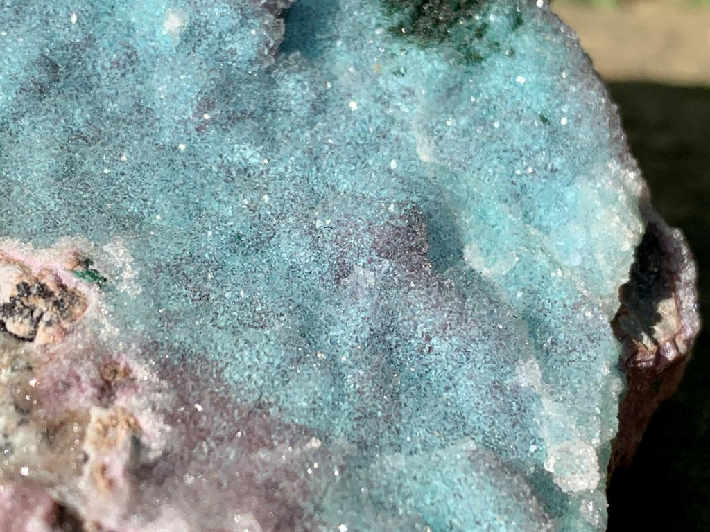 Natural Drusy Coated Chrysocolla and Salrose on Dolomite x 1 From Likasi, Congo