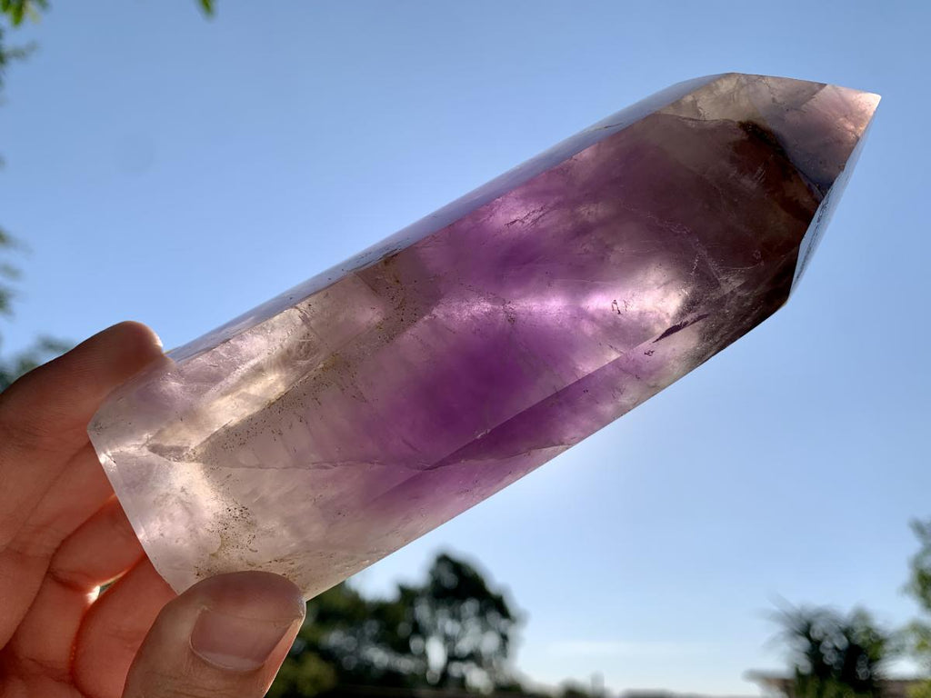 Polished Smokey Chevron Amethyst Crystal x 1 From Madagascar