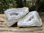Polished On One Side Pair of Blue Lace Agate Specimens x 1 From Nsanje, Malawi