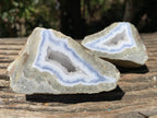 Polished On One Side Pair of Blue Lace Agate Specimens x 1 From Nsanje, Malawi