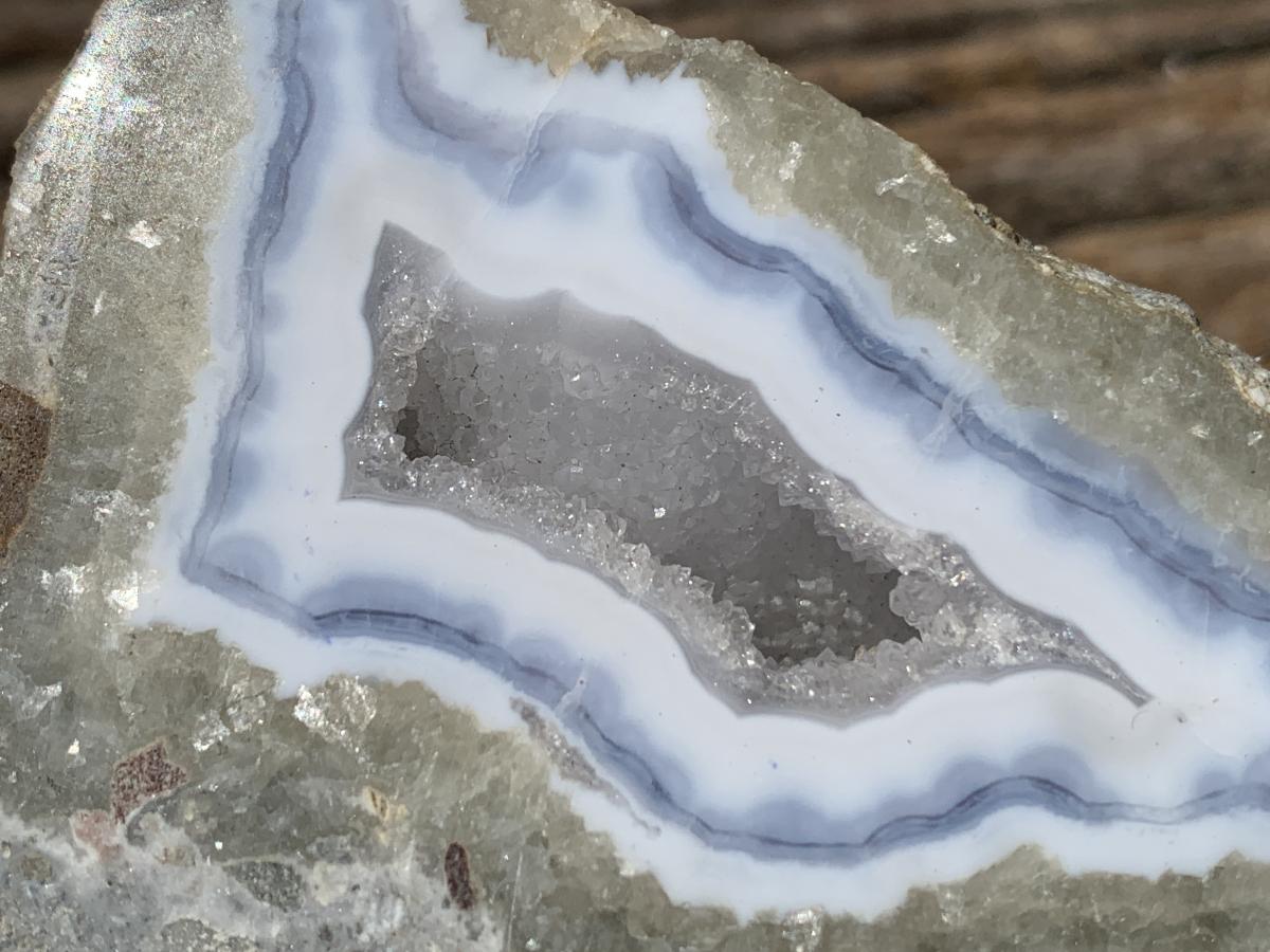 Polished On One Side Pair of Blue Lace Agate Specimens x 1 From Nsanje, Malawi