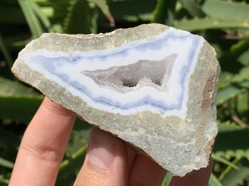 Polished On One Side Pair of Blue Lace Agate Specimens x 1 From Nsanje, Malawi