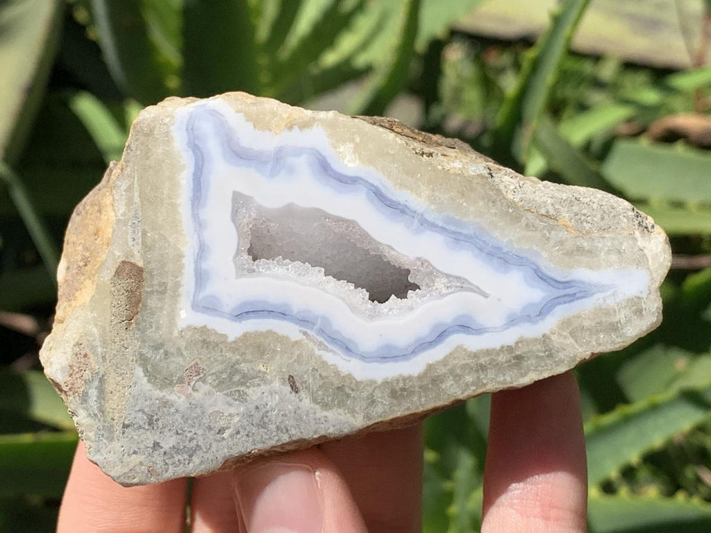Polished On One Side Pair of Blue Lace Agate Specimens x 1 From Nsanje, Malawi